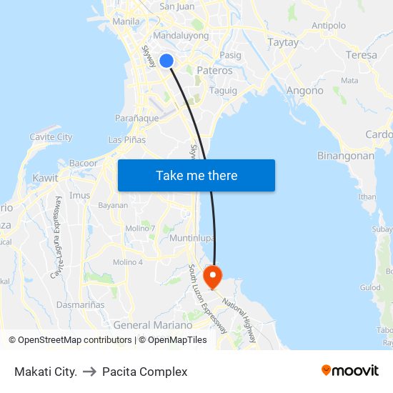 Makati City. to Pacita Complex map