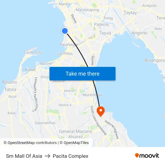 Sm Mall Of Asia to Pacita Complex map