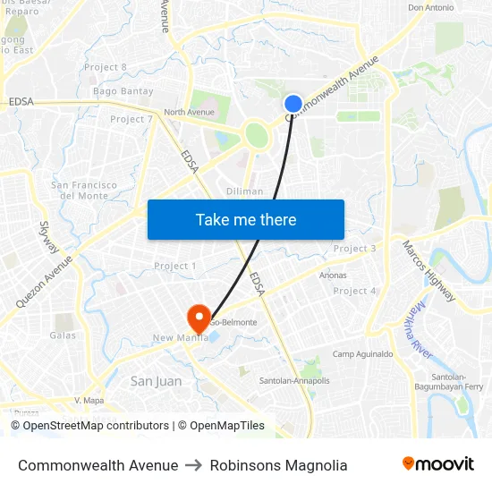 Commonwealth Avenue to Robinsons Magnolia map