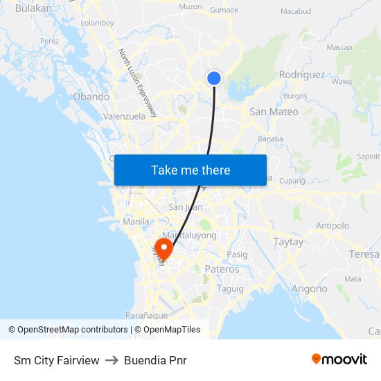 Sm City Fairview to Buendia Pnr map