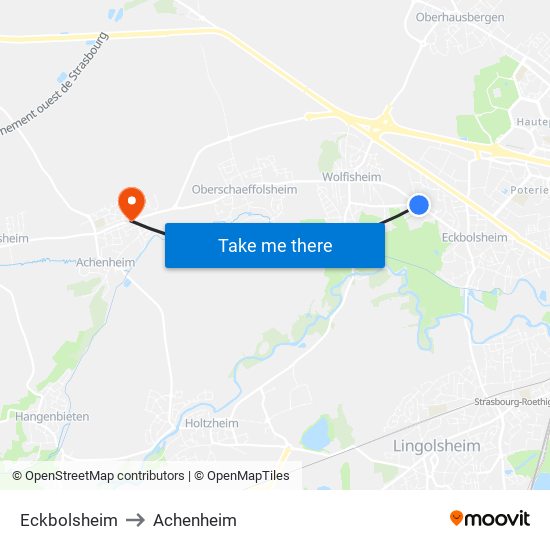 Eckbolsheim to Achenheim map