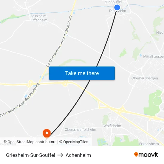Griesheim-Sur-Souffel to Achenheim map