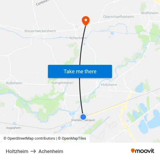 Holtzheim to Achenheim map
