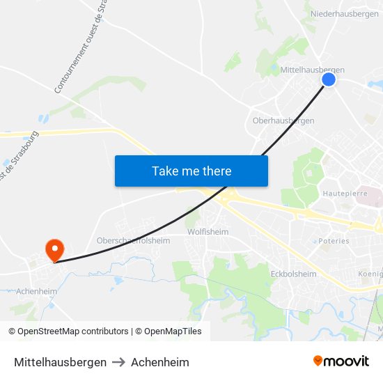 Mittelhausbergen to Achenheim map