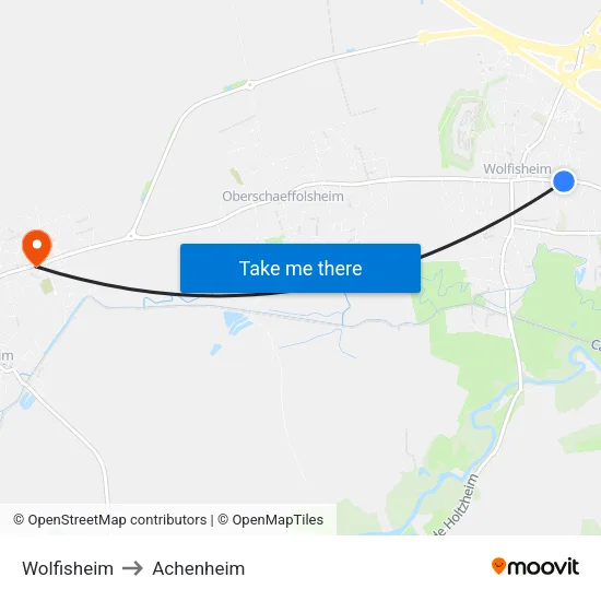 Wolfisheim to Achenheim map