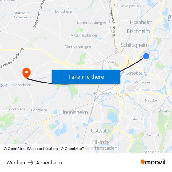 Wacken to Achenheim map