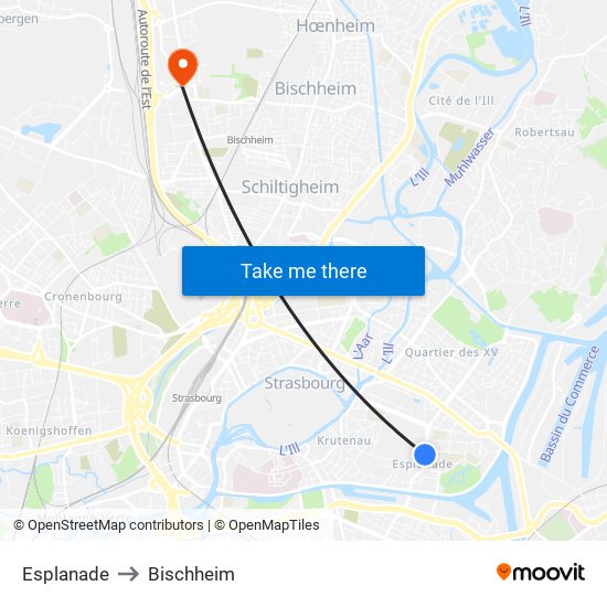 Esplanade to Bischheim map