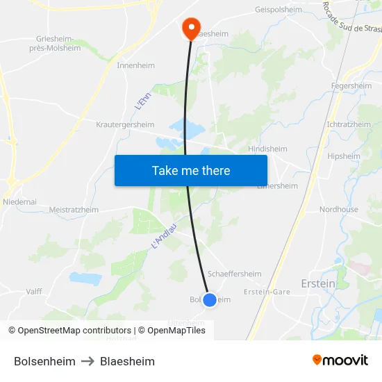 Bolsenheim to Blaesheim map