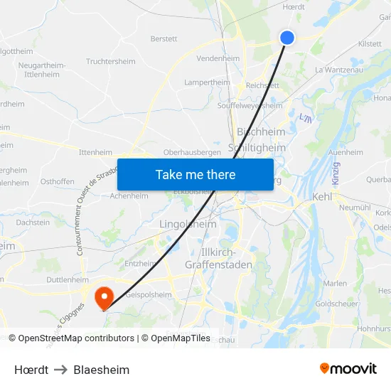 Hœrdt to Blaesheim map