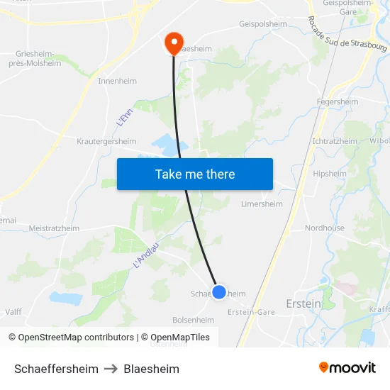 Schaeffersheim to Blaesheim map