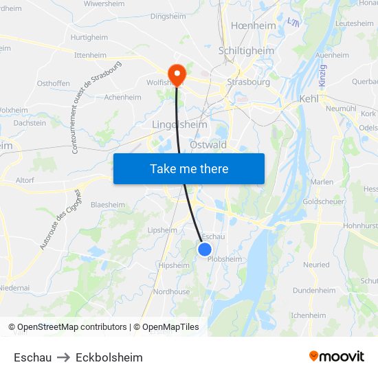 Eschau to Eckbolsheim map