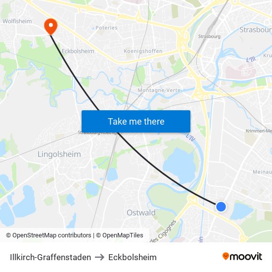 Illkirch-Graffenstaden to Eckbolsheim map