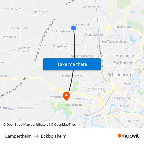 Lampertheim to Eckbolsheim map