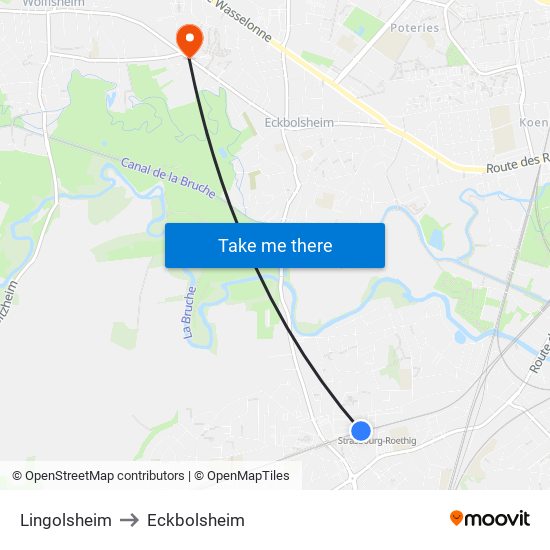 Lingolsheim to Eckbolsheim map