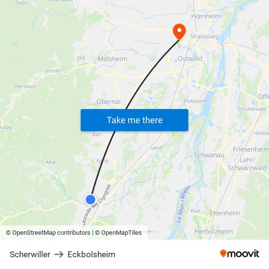 Scherwiller to Eckbolsheim map