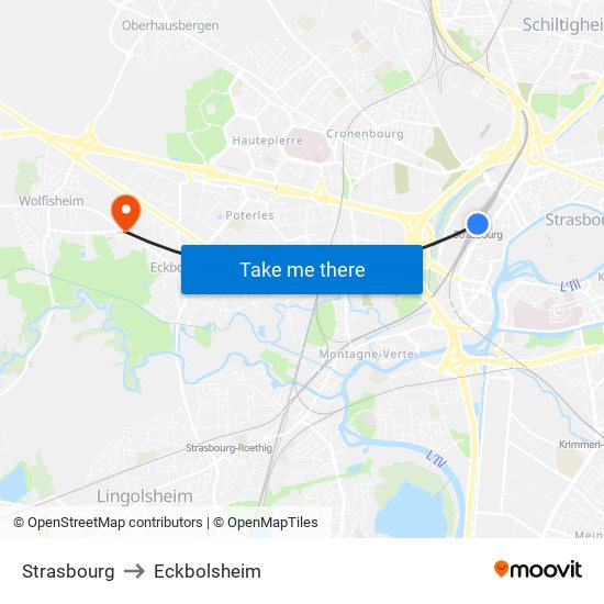 Strasbourg to Eckbolsheim map