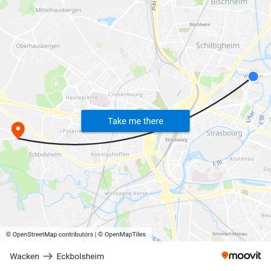 Wacken to Eckbolsheim map