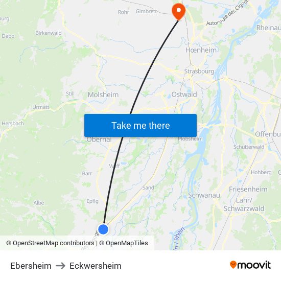 Ebersheim to Eckwersheim map