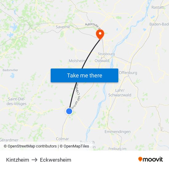 Kintzheim to Eckwersheim map