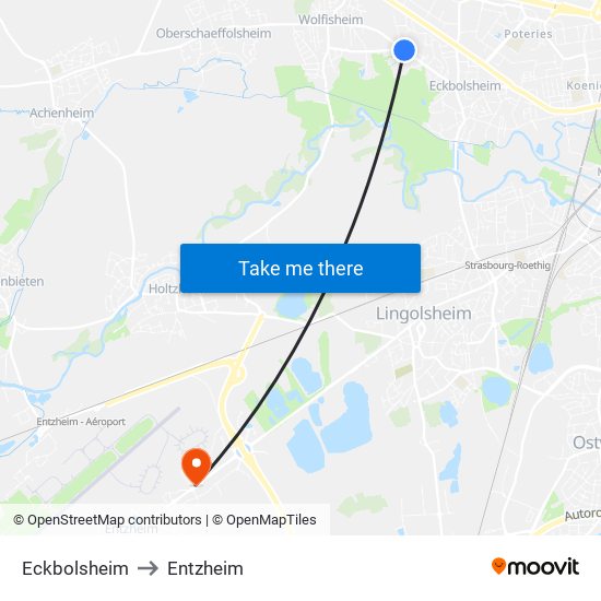 Eckbolsheim to Entzheim map