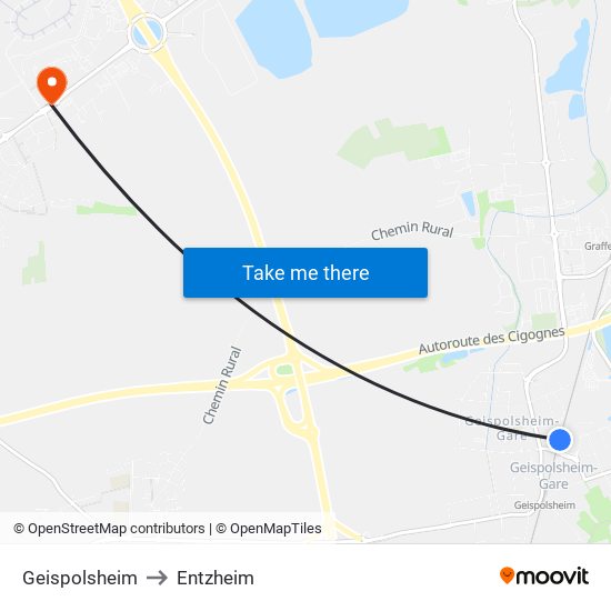 Geispolsheim to Entzheim map