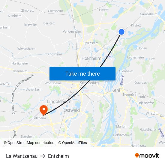 La Wantzenau to Entzheim map