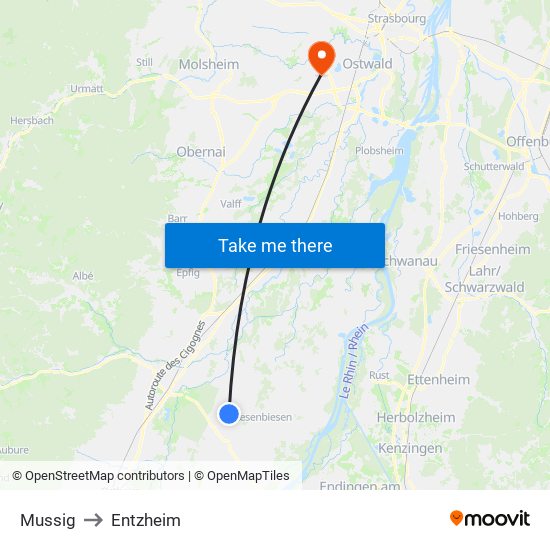 Mussig to Entzheim map