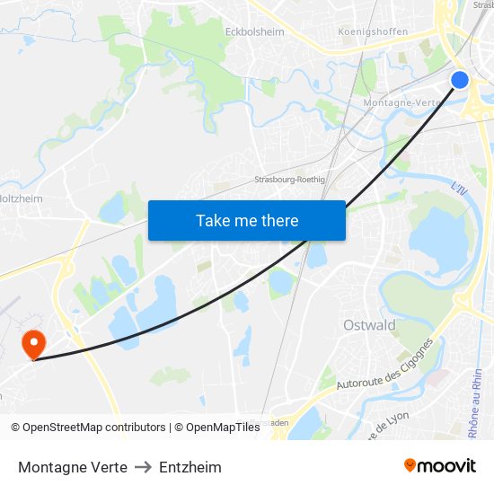 Montagne Verte to Entzheim map
