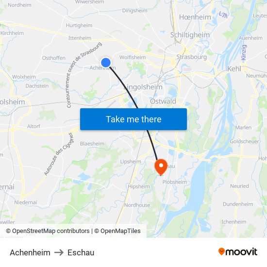 Achenheim to Eschau map