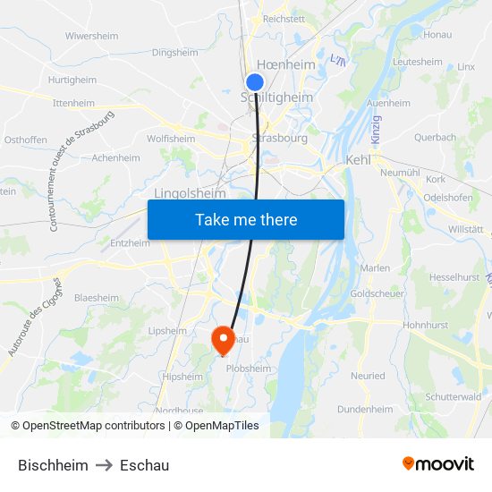 Bischheim to Eschau map