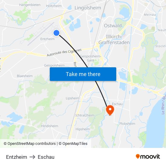 Entzheim to Eschau map