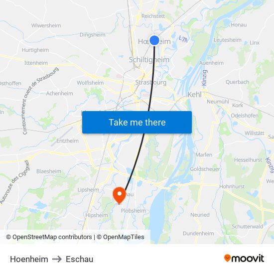 Hoenheim to Eschau map