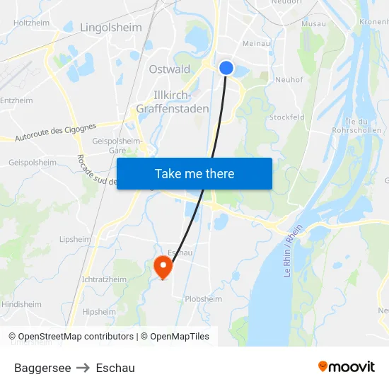 Baggersee to Eschau map