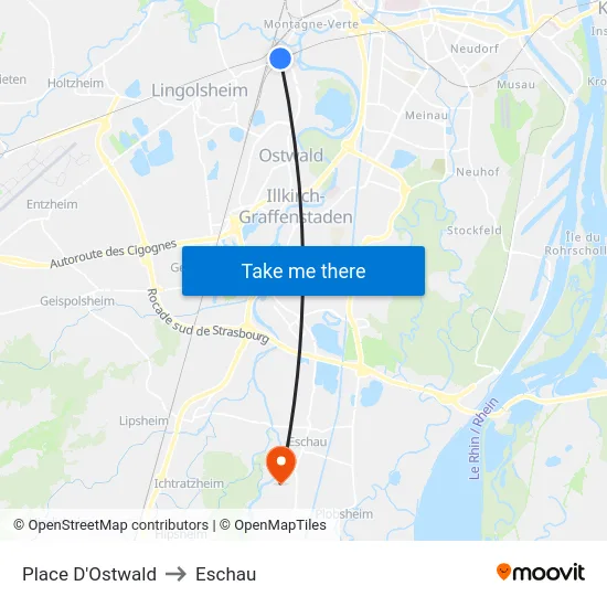 Place D'Ostwald to Eschau map