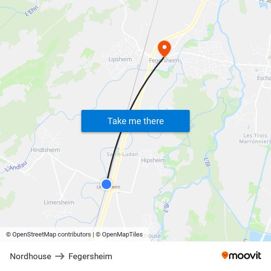 Nordhouse to Fegersheim map