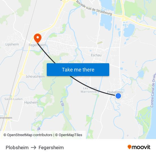 Plobsheim to Fegersheim map
