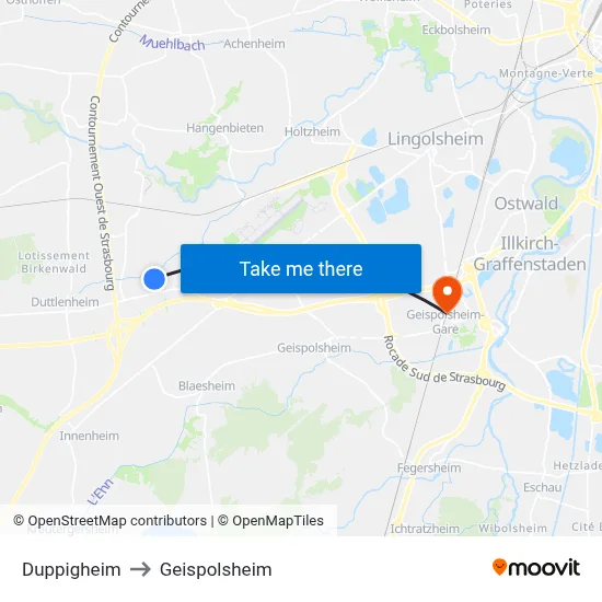Duppigheim to Geispolsheim map