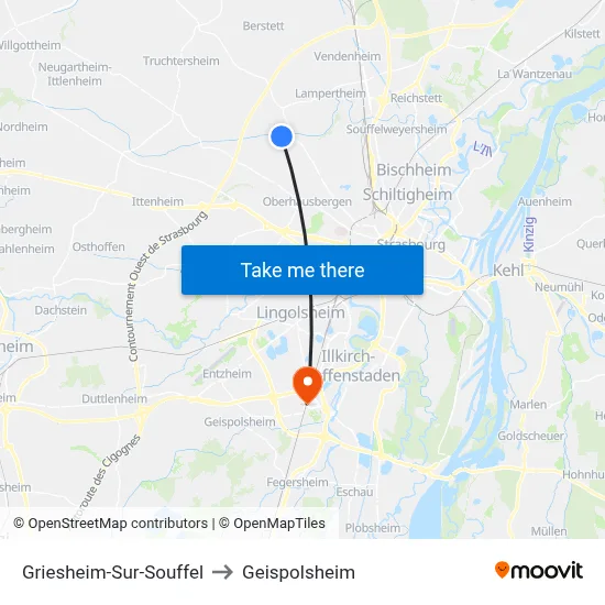 Griesheim-Sur-Souffel to Geispolsheim map