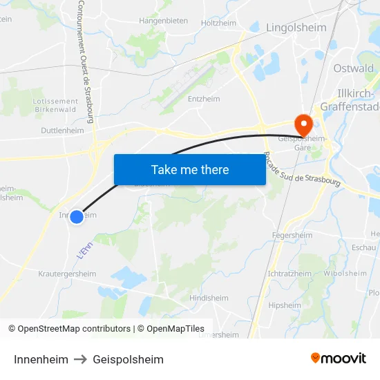 Innenheim to Geispolsheim map