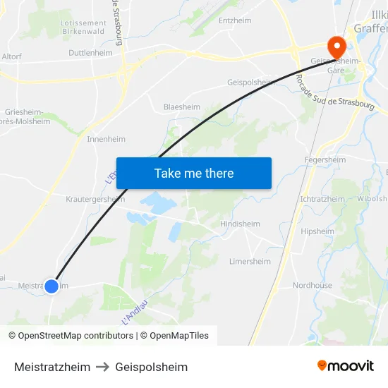 Meistratzheim to Geispolsheim map