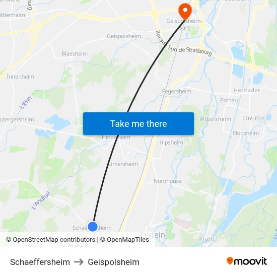 Schaeffersheim to Geispolsheim map
