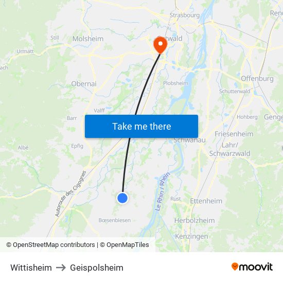 Wittisheim to Geispolsheim map