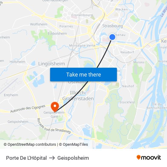 Porte De L'Hôpital to Geispolsheim map