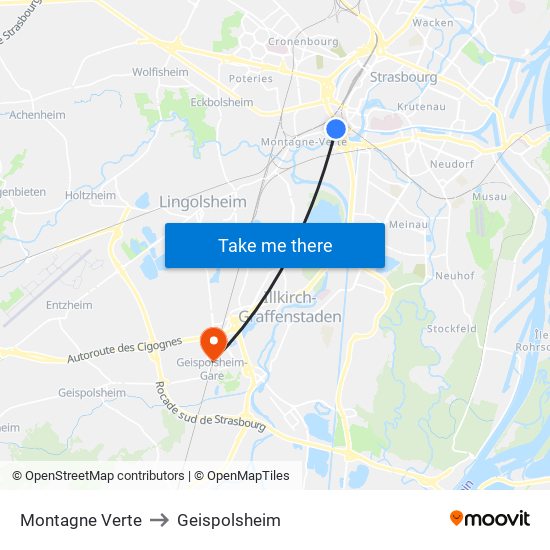 Montagne Verte to Geispolsheim map