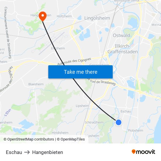 Eschau to Hangenbieten map