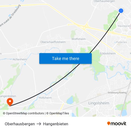 Oberhausbergen to Hangenbieten map