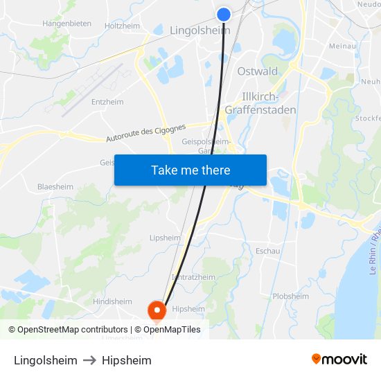 Lingolsheim to Hipsheim map
