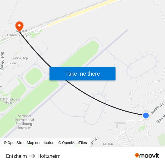 Entzheim to Holtzheim map