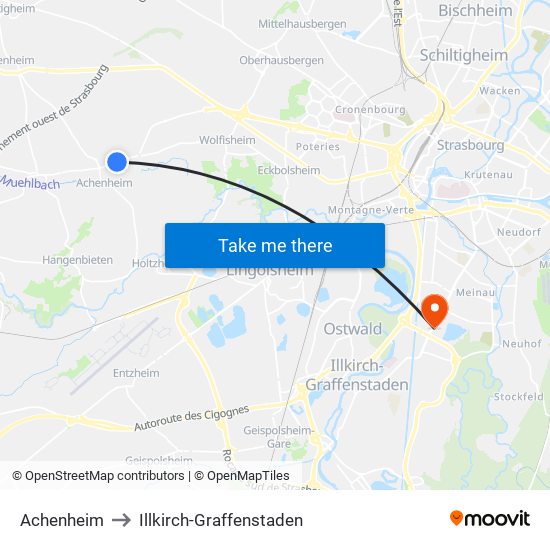 Achenheim to Illkirch-Graffenstaden map