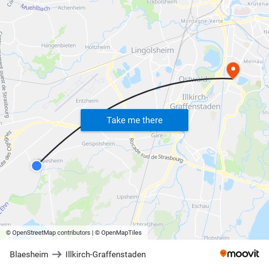 Blaesheim to Illkirch-Graffenstaden map